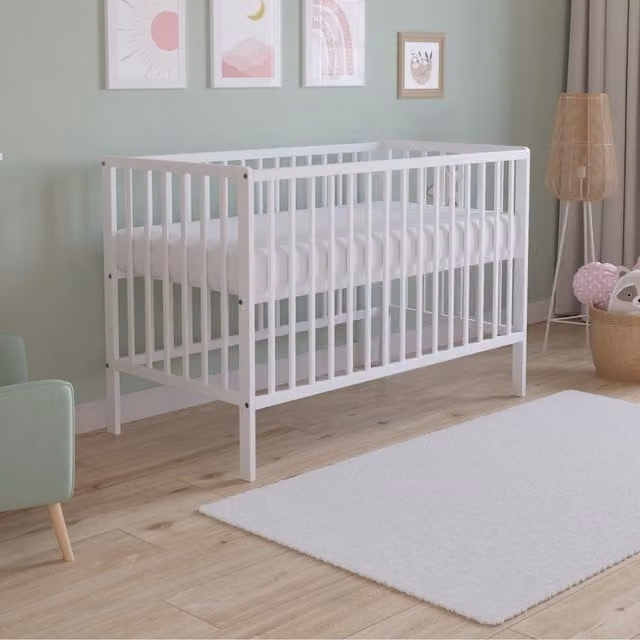 Love For Sleep Asher Cot Bed with Foam Mattress, White, W/D/H: 120 x 60 cm