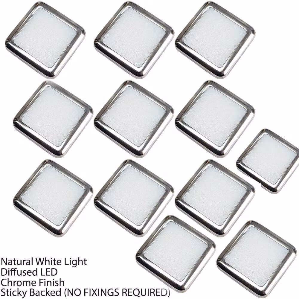 Loops Square LED Plinth Light Kit in Silver and White with Natural White Spotlights for Kitchen and Bathroom – 3