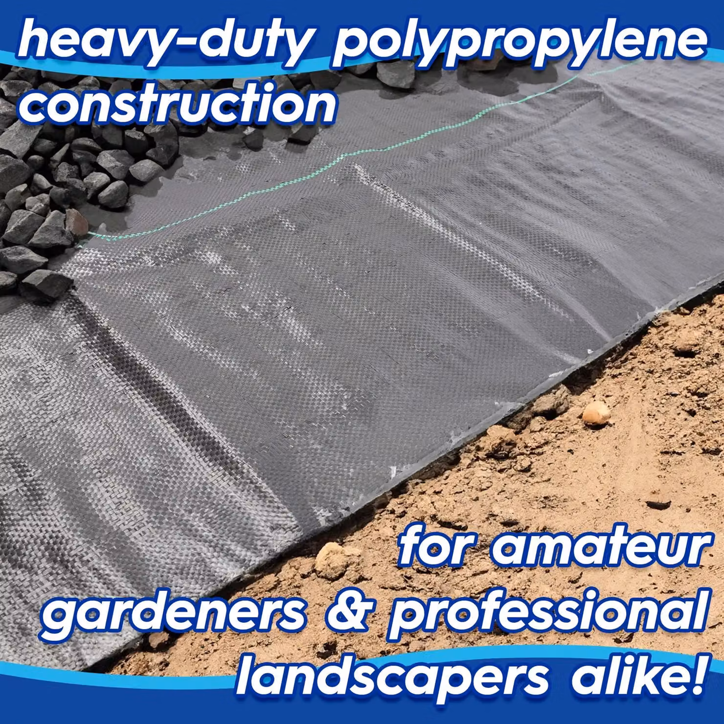 Harbour Housewares Black Weed Control Membrane Fabric 110gsm, 4 Rolls (W: 2 m x L: 100 m per roll) – 2