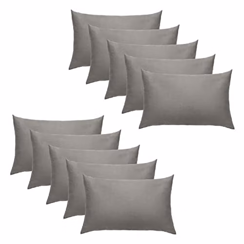 Highams 10 Pack Plain Grey 100% Cotton Housewife Pillowcases