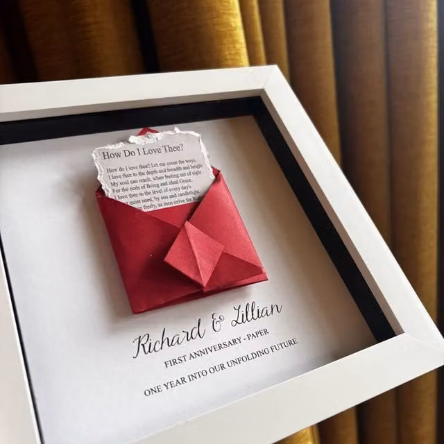 Afewhometruths Personalised 1st Wedding Anniversary Paper Gift Frame in White – 1