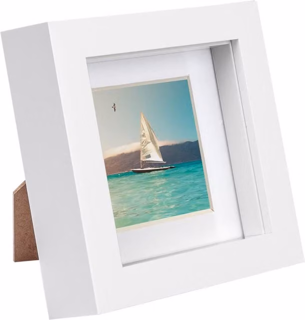 Nicola Spring White 3D Box Square Photo Frame with 2 x 2 inch Mount