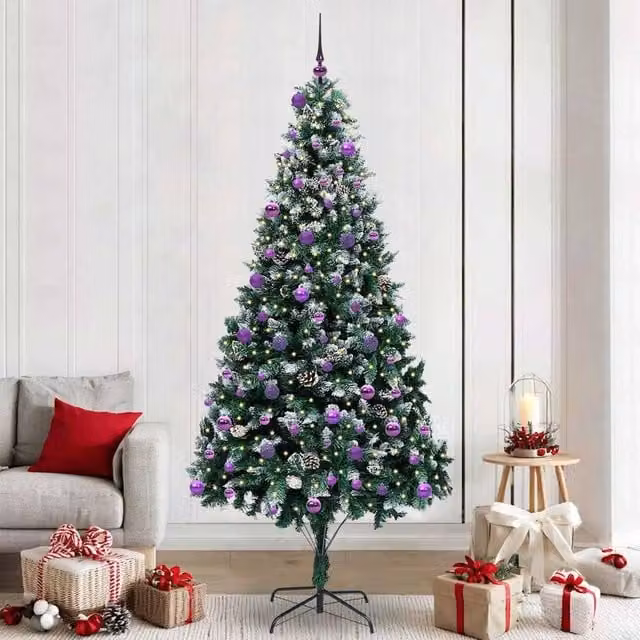 Berkfield Home Artificial Green Christmas Tree with 300 LEDs and Stand, Height: 240 cm