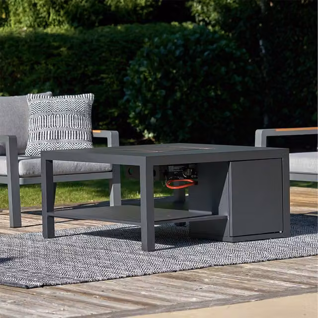 Cosiflow Anthracite Metal Square Fire Pit Table for Garden, Diameter: 100 cm