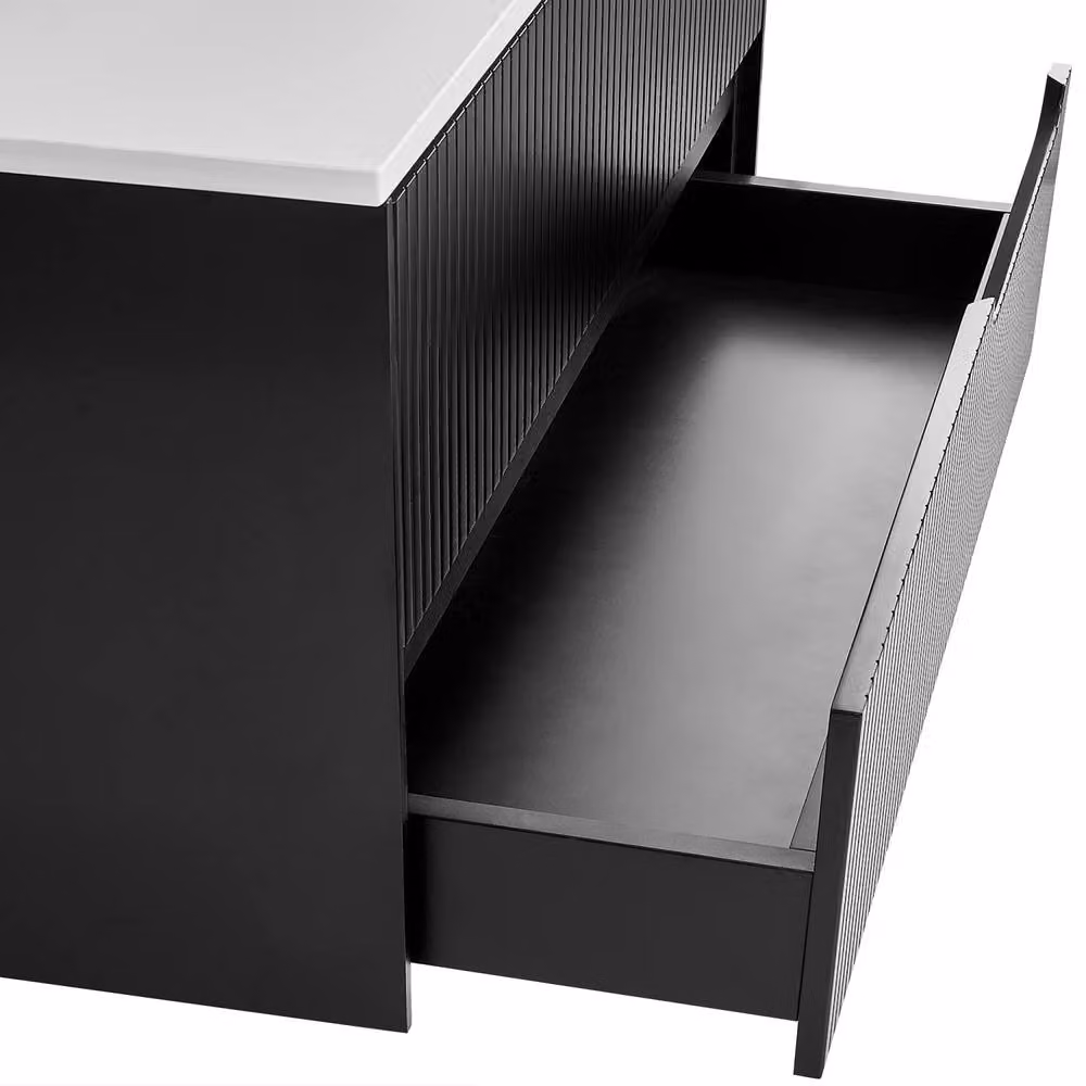 Wyld and Coco Black MDF Wall-Mounted Cabinet with Fluted Front, W: 60.0 cm, D: 48.0 cm, H: 52.0 cm – 6