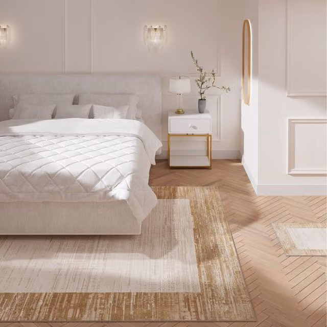 The Rug House Modern Abstract Beige Rectangular Living Area Rug W: 230 cm, D: 160 cm
