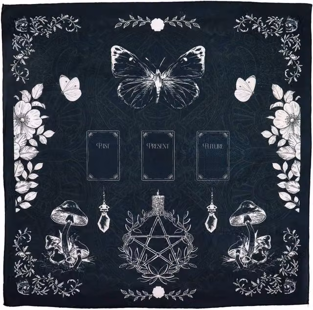 KDMD Ancient Witch Tarot Reading Cloth Mystical Ritual Mat in Blue W/D: 75 x 75 cm