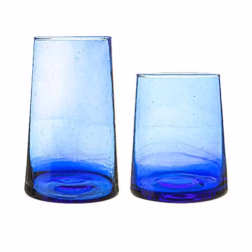 Nicola Spring Merzouga 12 Piece Blue Glassware Set of Hand-Blown Tumblers