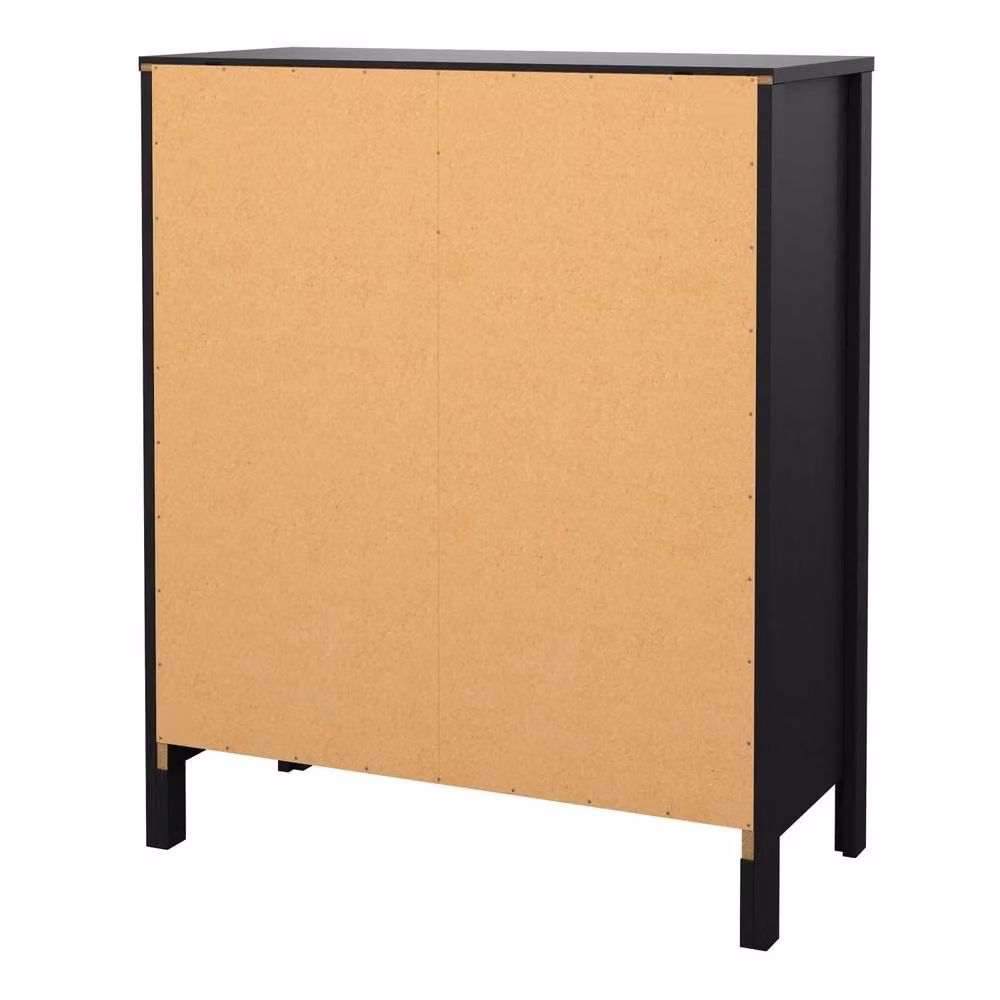 Wyld Haus Wildberry 5 Drawer Chest in Matt Black with Leather Strap Handles, W/D/H: 98.9 x 38.4 x 36.6 cm – 3