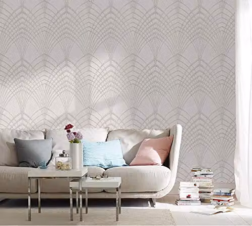 Marburg White and Beige Geometric Abstract Pattern Wallpaper – 2