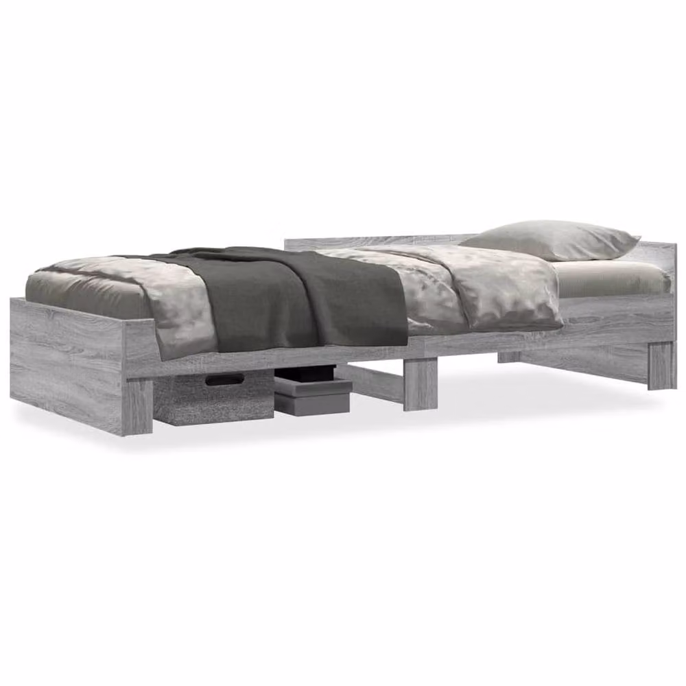 Berkfield Home Sonoma Bed Frame in Grey, Engineered Wood, W/D/H: 90 x 200 cm – 2
