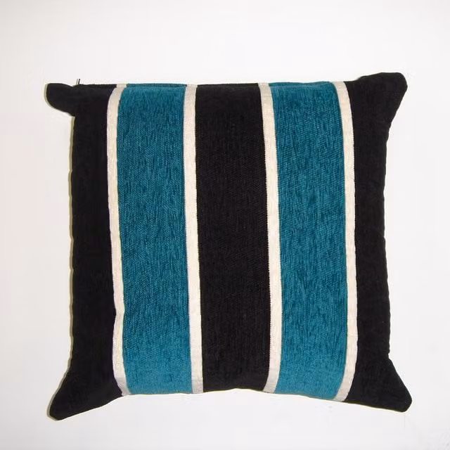Rapport Home Petrol Blue Striped Chenille Square Cushion Cover, W/D/H: 43 x 43 x 43 cm