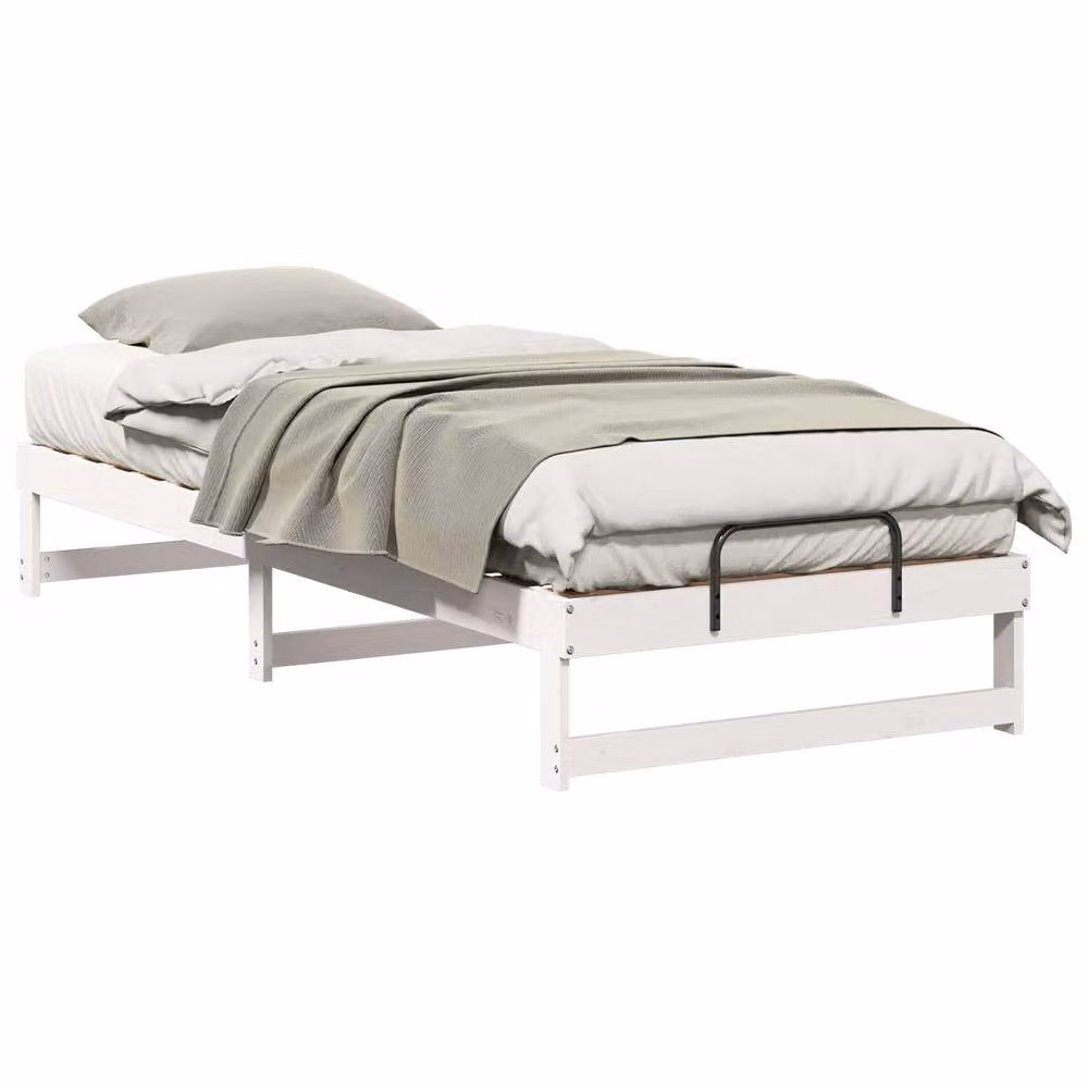 Berkfield Home White Solid Pine Wood Bed Frame W: 80 cm, L: 220 cm – 2