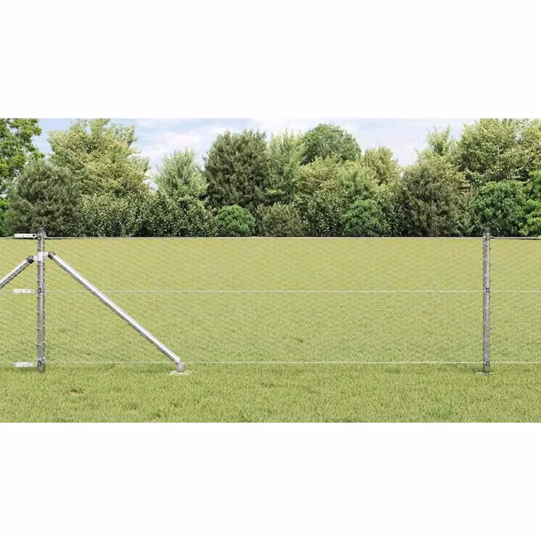 Berkfield Home Hexagon Fence in Silver Galvanised Steel, W: 0.6 m, L: 50 m
