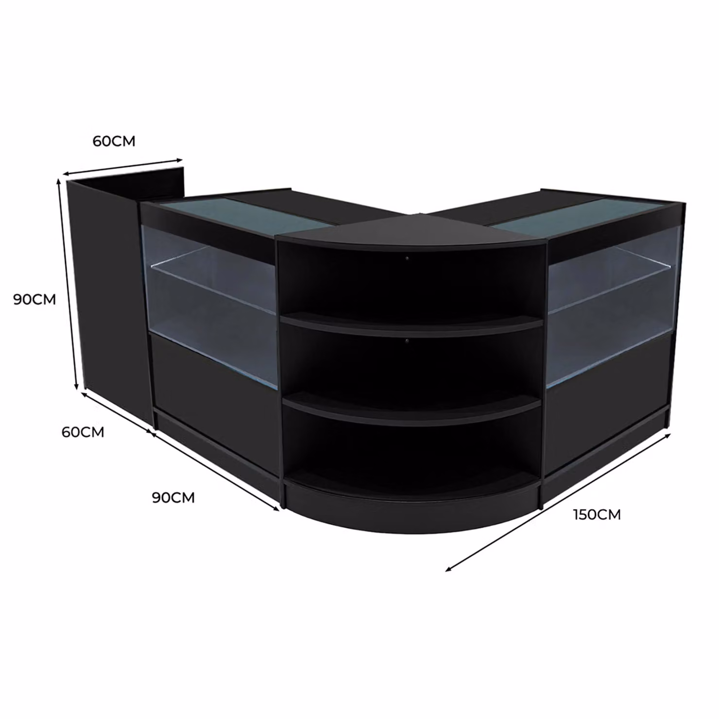 Monstershop Eclipse LED Shop Counter Set LM60, TB60 & 2 x C900 in Black – 2