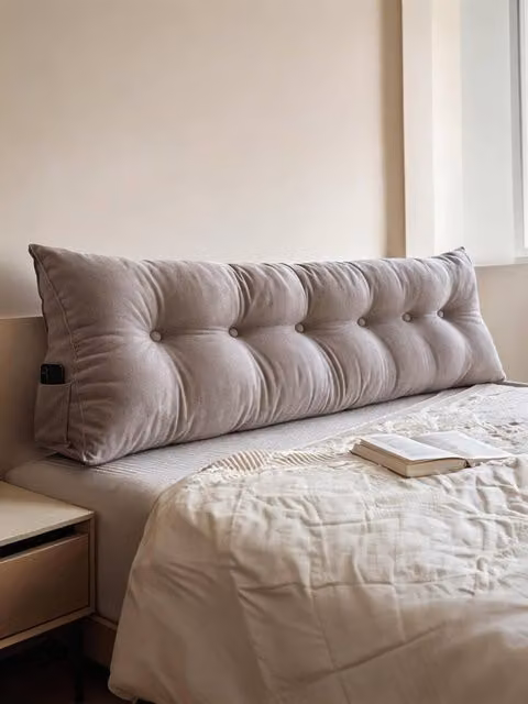 Living and Home Large Washable Wedge Headboard Pillow with Side Pocket in Light Oak