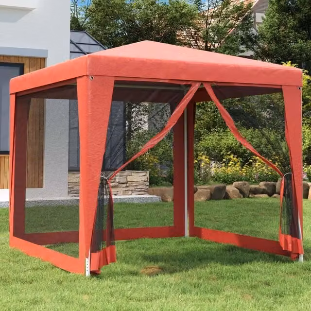 Berkfield Home Party Tent in Red with 4 Mesh Sidewalls, W/D/H: 2.5 x 2.5 x 2.5 m – 1