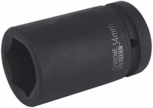 Loops 34mm Forged Deep Impact Socket, 1 Inch Sq Drive, Chrome Molybdenum, Black