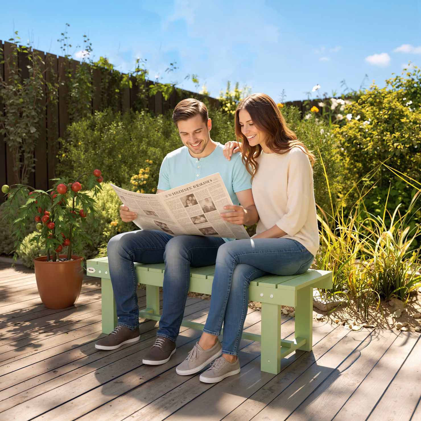 Outsunny Green Wooden Garden Bench with Slatted Seat – 8