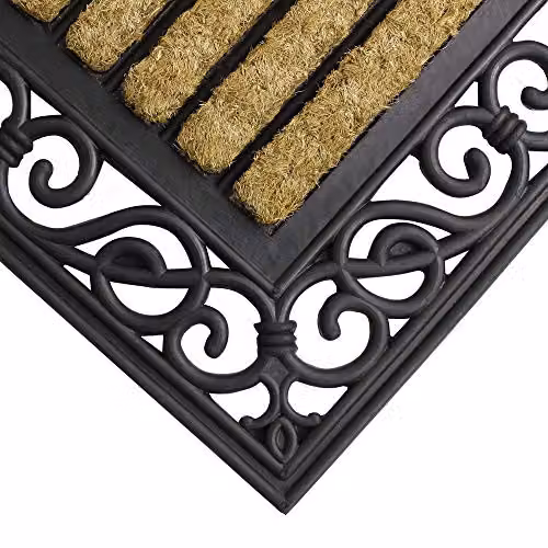 JVL Karina Heavy Duty Rectangular Coir and Rubber Doormat, Brown or Black, W: 45 cm, D: 75 cm – 4