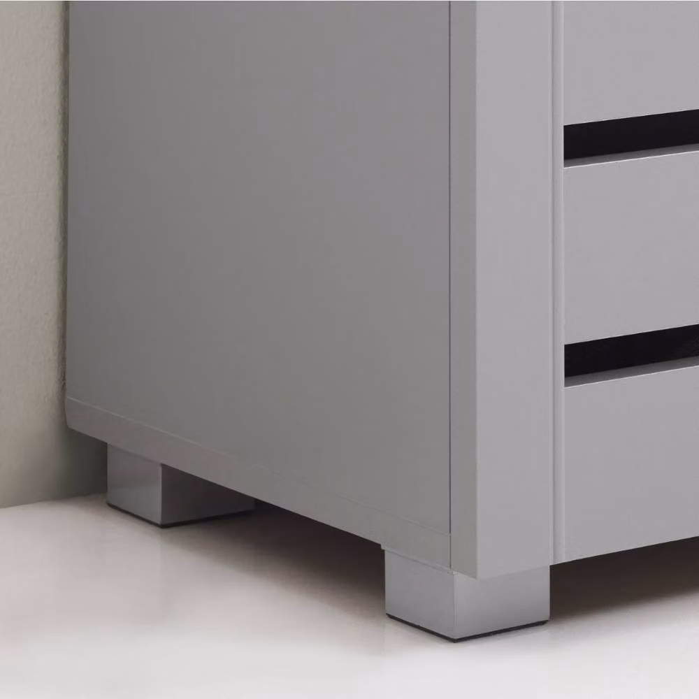 Timber Art Design 5 Tier Shoe Storage Cabinet with 3 Doors in Light Grey, W/D/H: 98.3 x 33.6 x 114 cm – 3