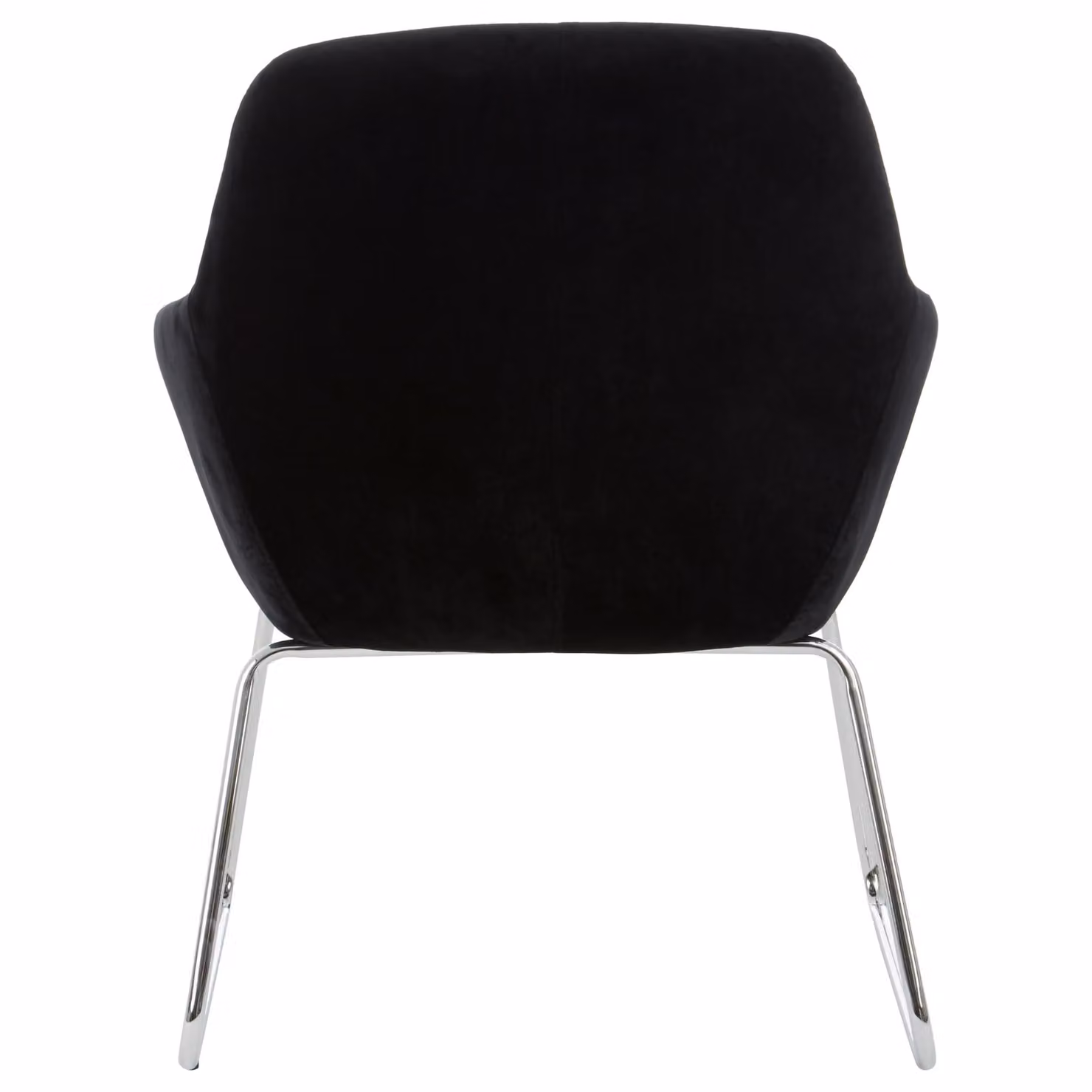 Orsina Black Velvet Armchair with Rounded Back and Chrome Legs – 3