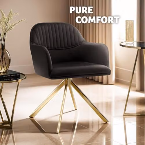 tectake Set of 2 Lona Armchairs in Black and Gold – 8