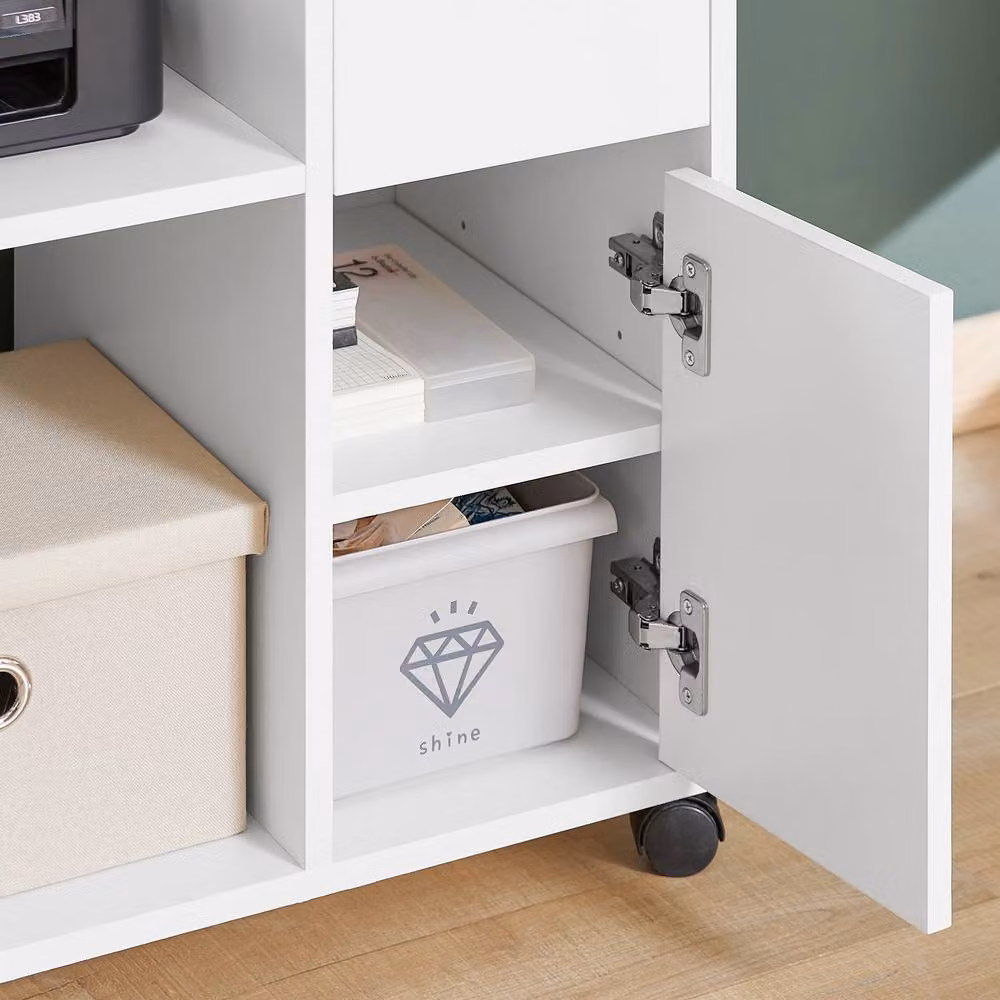 SoBuy Modern White Office Storage Cabinet with Hinged Doors and Internal Shelves – 6