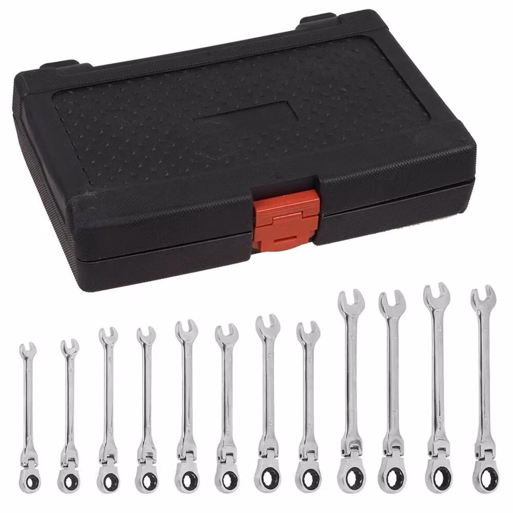 Nordara 12-Piece Flexible Ratchet Combination Wrench Set, 8-19mm, Silver Chrome Vanadium – 4