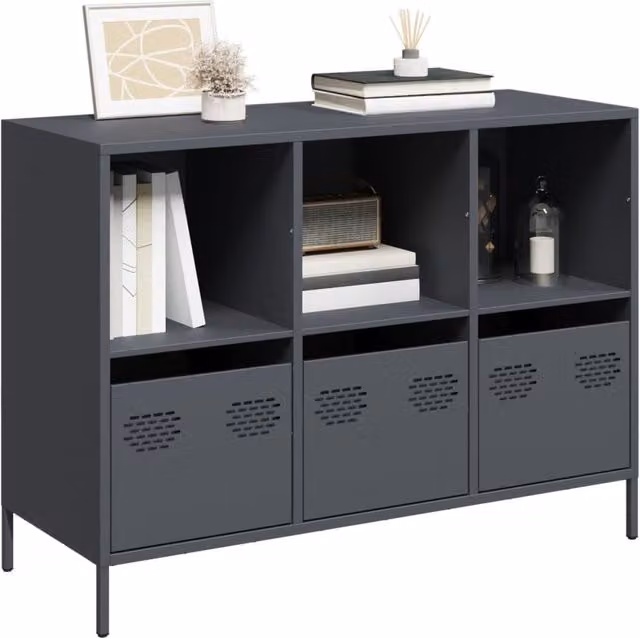 Berkfield Home Anthracite Matt Metal Sideboard W/D/H: 101.5 x 39 x 73.5 cm