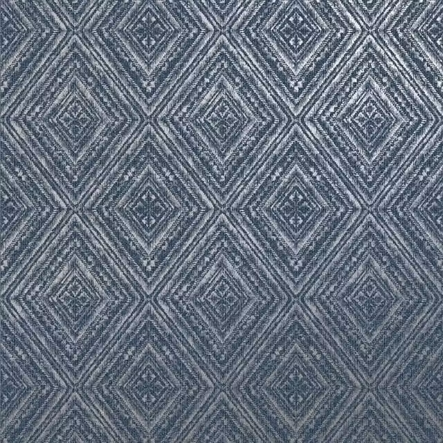 Erfurt Holden Decor Wallpaper with Geometric Aztec Pattern in Navy Blue, Silver and Grey