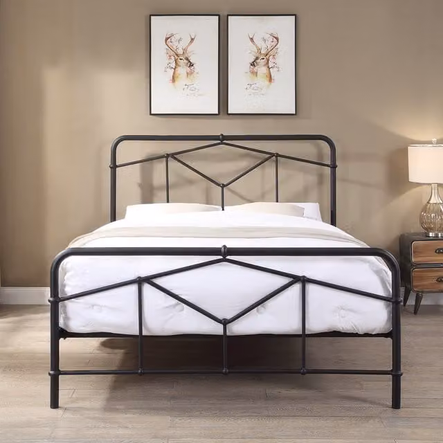 Flintshire Furniture Axton Art Deco Metal Bed in Black, 140 x 200 cm
