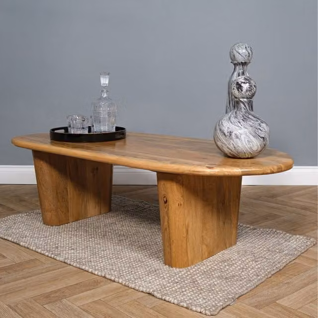 Elm Home And Garden Modern Oval Mango Wood Coffee Table in Brown