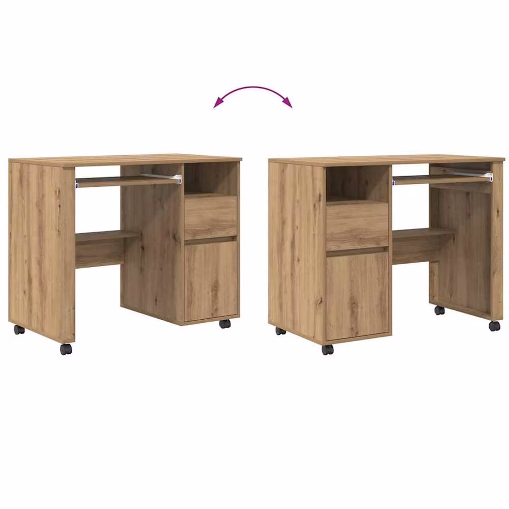 Berkfield Home Modern Artisan Oak Computer Desk in Brown – 5