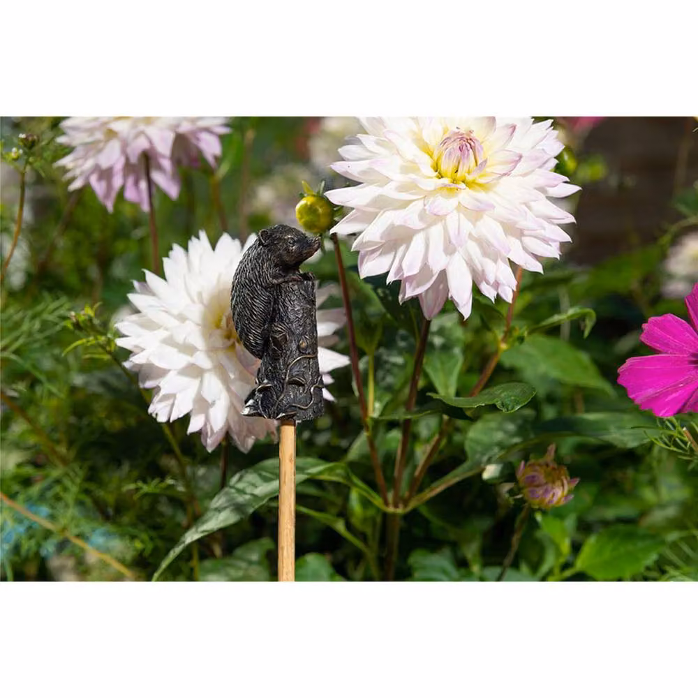 Jardinopia Hedgehog Cane and Stake Topper Garden Ornament in Bronze, H8 x W4 x D4.5 cm – 8