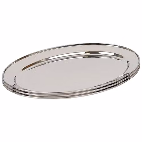 Argon Tableware Oval Stainless Steel Serving Platters, Silver, Pack of 3, W: 60 cm, D: 41 cm
