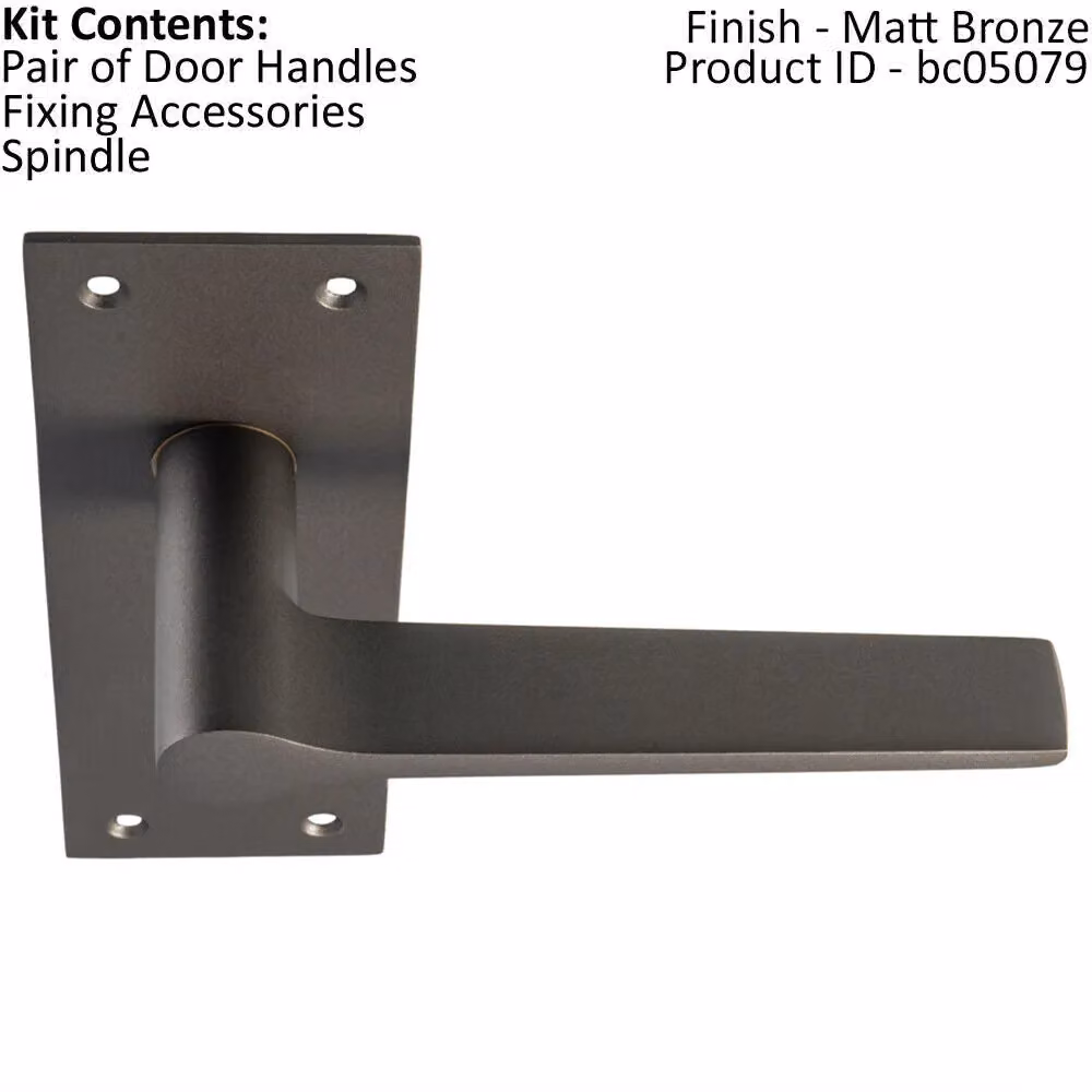 Loops Pair of Flat Straight Handle on Slim Latch Backplate, Matt Bronze, W: 150 mm x H: 50 mm – 2