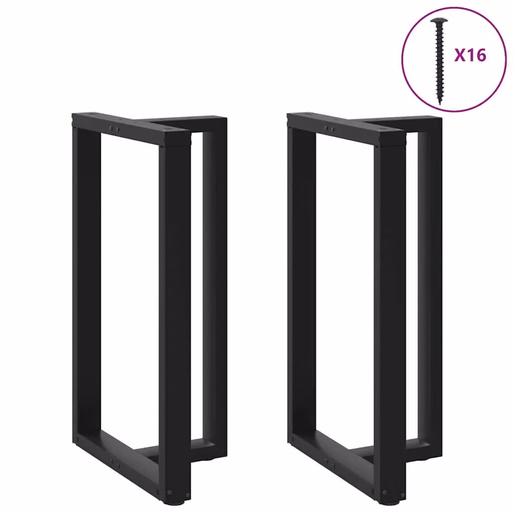 Berkfield T-Shaped Steel Bar Table Legs, 2 Pieces, Black, W: 60 cm, D: 35 cm, H: 100-101 cm – 2