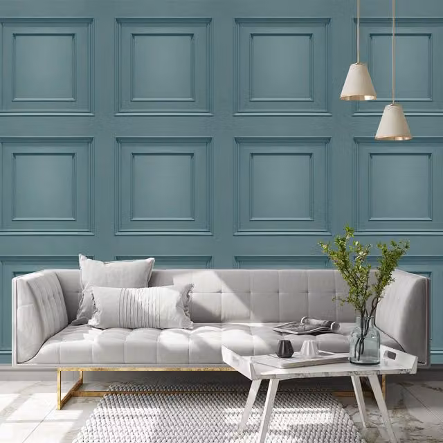 Belgravia Decor Oliana Panel in Soft Teal with Abstract Geometric Modern Design