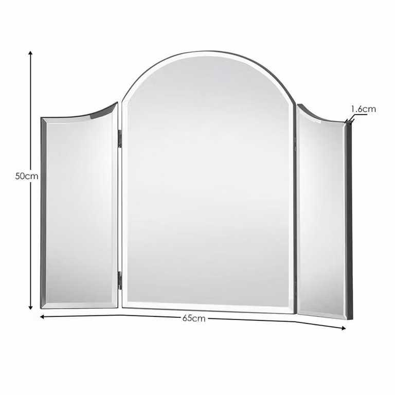 Cheshire Arcova Antique White Curved Tabletop Dressing Table Mirror with Clear Glass
