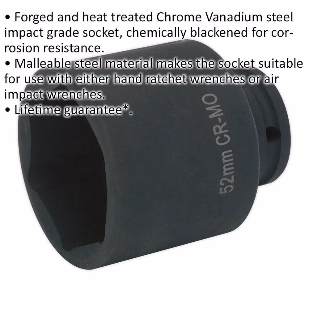 Loops 52mm Deep Hardened Impact Socket Bit with 1/2 inch Square Drive for Land Rover Hub Nuts – 2