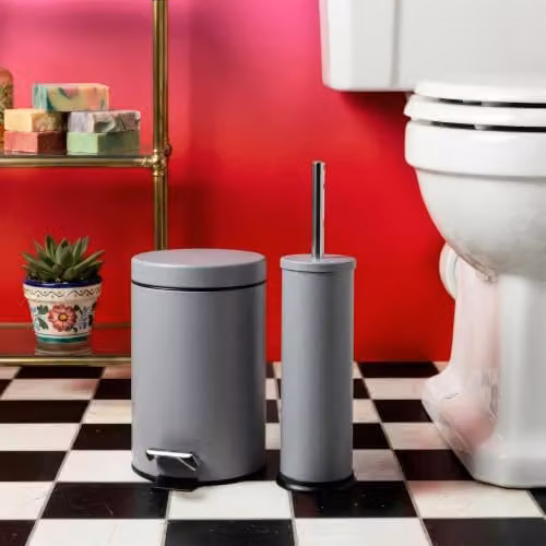 Harbour Housewares 3L Round Stainless Steel Pedal Bin with Removable Inner Bucket - Grey – 4