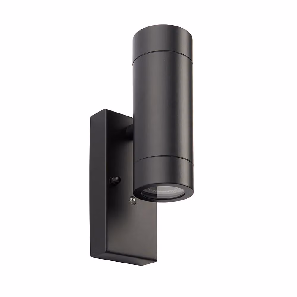 Netlighting Palin Modern Up and Down Outdoor Wall Lamp in Matt Black and Transparent Glass, IP44 – 2