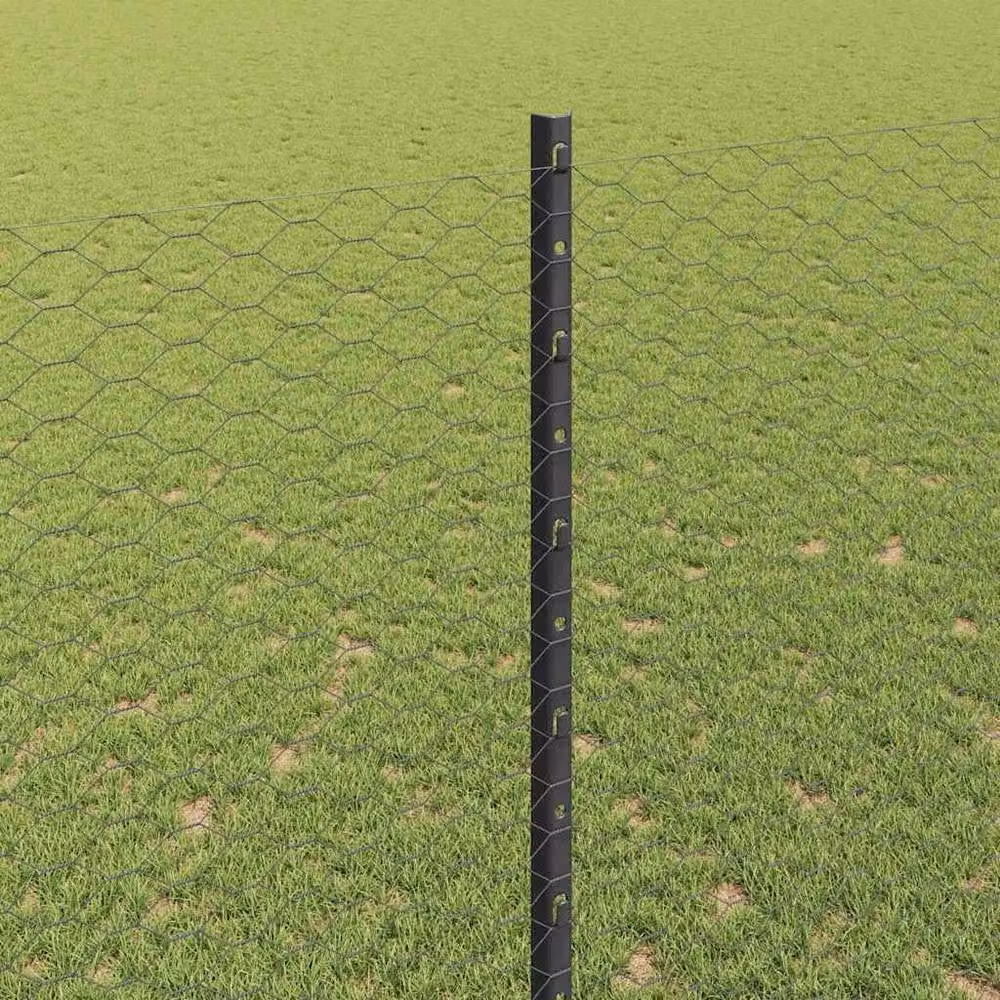 Berkfield Home Modern Steel U-Channel Fence Posts, 22 Pieces, Grey, Height: 160 cm – 2