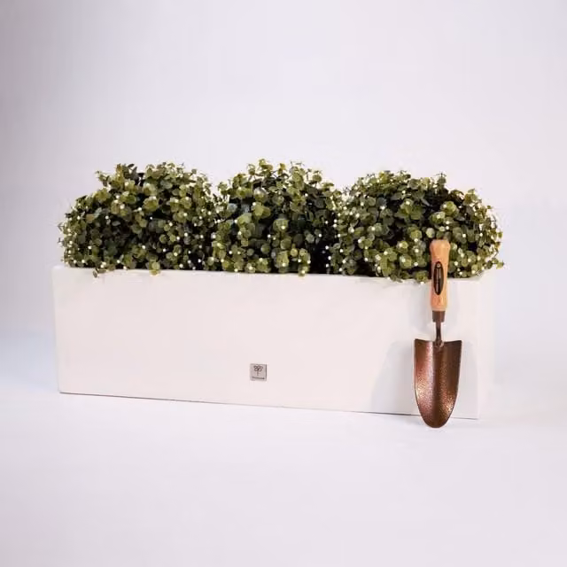 Primrose White Gloss Fibreglass Trough Garden Planter