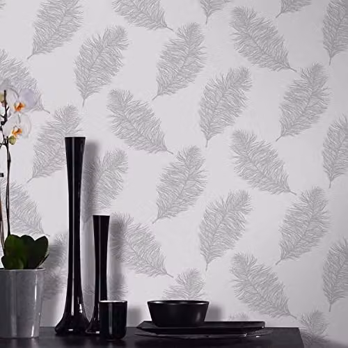 Holden Decor 12629 Fawning Feather Grey Rose Wallpaper with Rose Gold Botanical Floral Design – 2