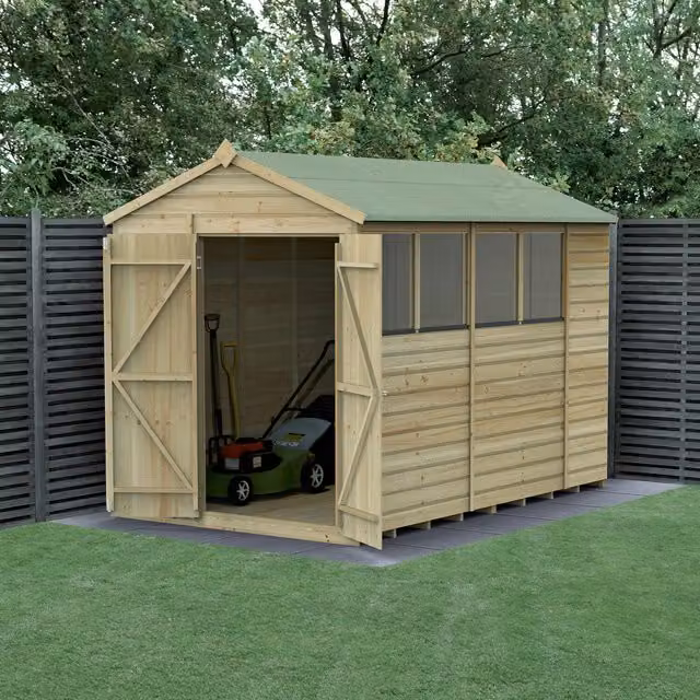 Beckwood Brown Wooden Apex Gable Shed with Double Doors and Base