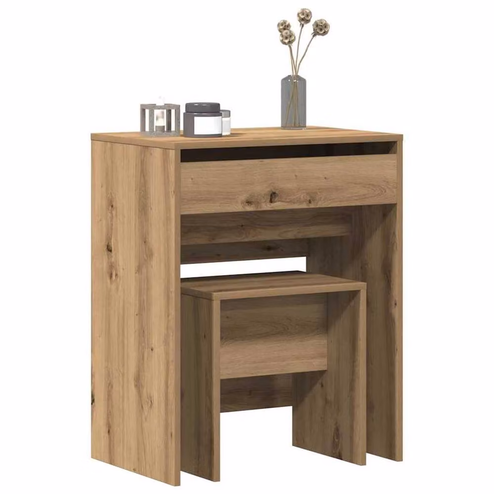 Berkfield Home Artisan Oak Dressing Table with Mirror in Brown – 3