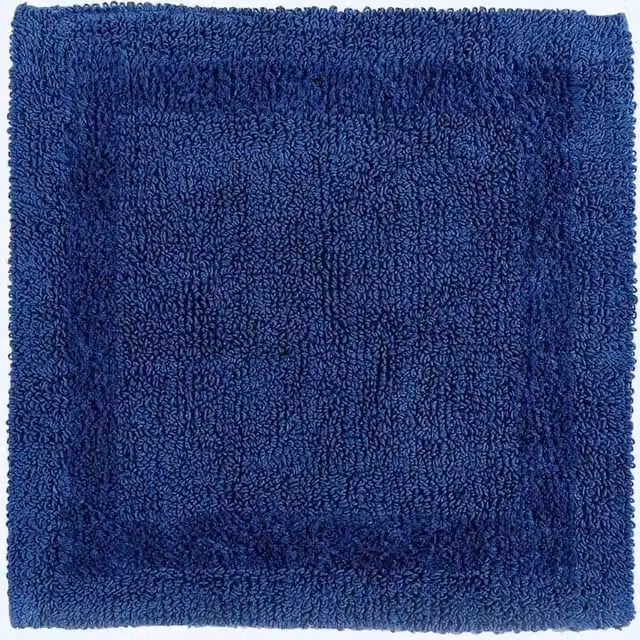 Homescapes Luxury Square Cotton Bath Mat, Navy Blue, W/D/H: 50 x 50 x 1 cm