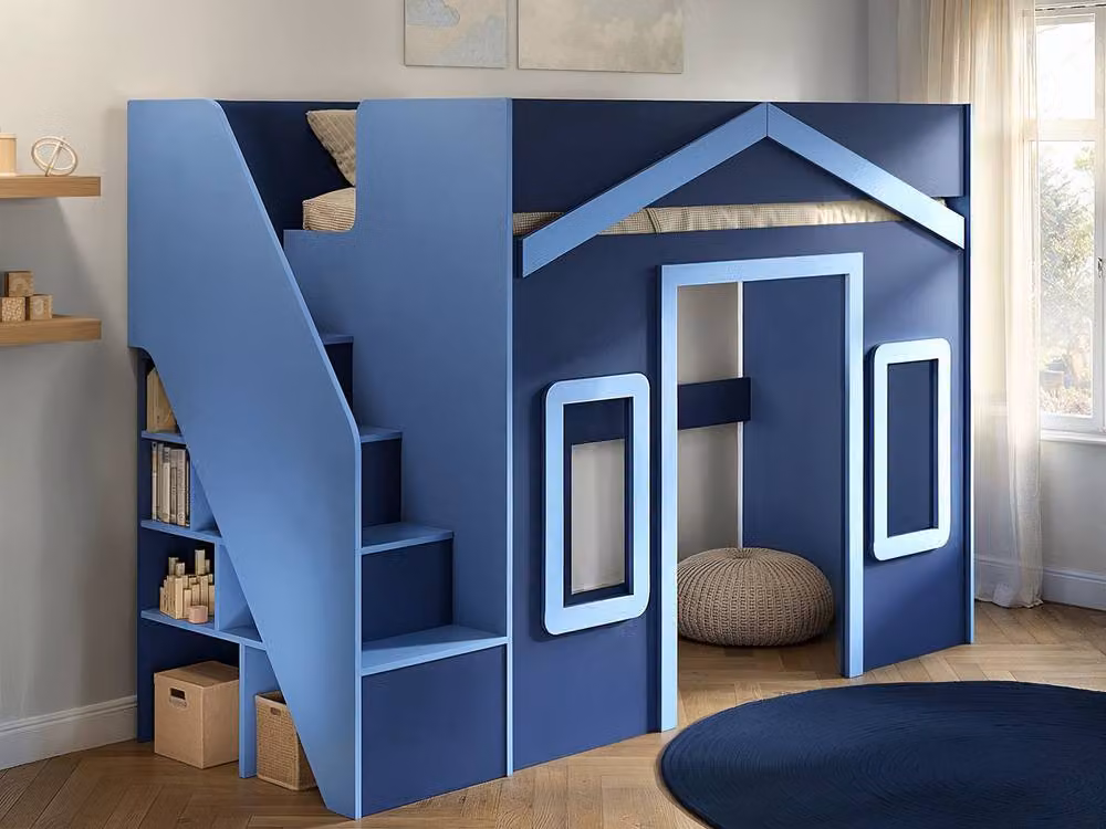 Flair Nixon Playhouse High Sleeper with Storage and Stairs in Blue, Single Size – 2